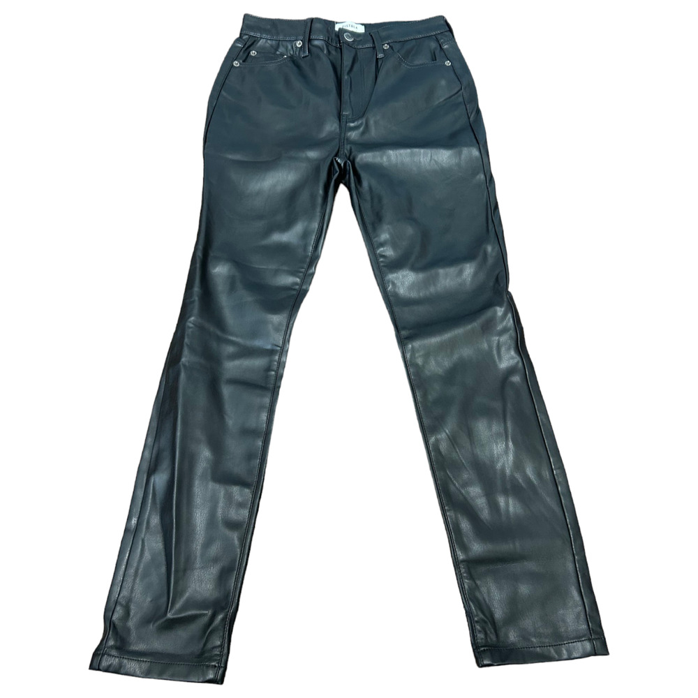 PISTOLA Leather Aline High Rise Black Pants Women Size 26 Skinny NWOT